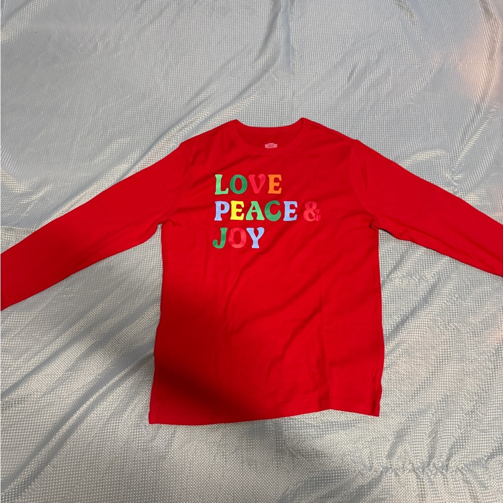Wondershop Vibrant Red Long Sleeve Tee with Colorful Lettering